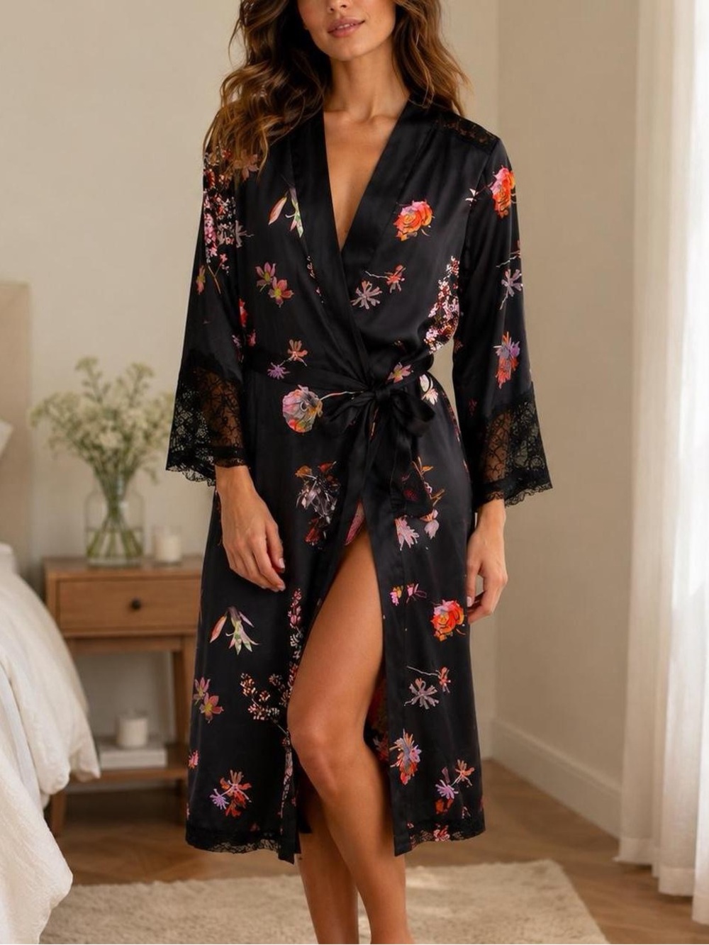 Victoria Secret Floral Elegance Satin Robe